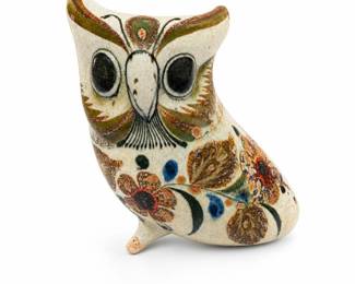 Tonalá Pottery Hand-Painted Owl Figurine