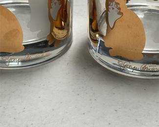 Georges Briard Signed Cat Lowball Glasses, Pair (4/5)
