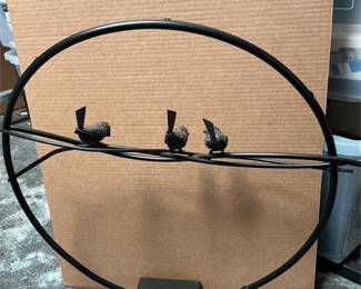 Freestanding Metal Bird Sculpture with Circular Frame (2/5)
