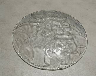 Round Clear Glass Platter with Embossed Cats (2/4)