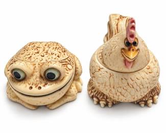 Pot Bellys Lillie Frog PBFFR and Dewie Rooster PBFRO Trinket Boxes, Harmony Ball