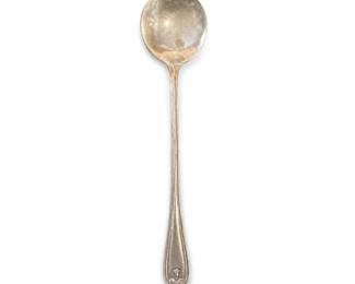 Metal Round-Bowl Spoon with Scroll Handle