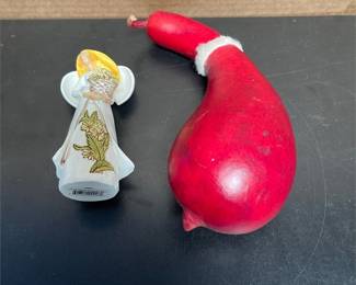 GANZ Angel Figurine with Flower Basket and Painted Gourd Santa (3/3)