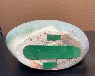 Signed Studio Pottery Vase with Asymmetrical Shoulder and Impressed Texture (5/5)