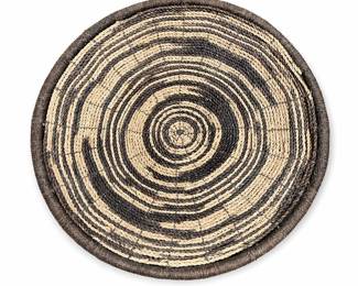Round Coiled Wall Basket with Swirling Design