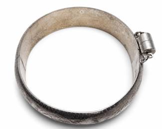 Engraved Sterling Silver Hinged Bangle Bracelet