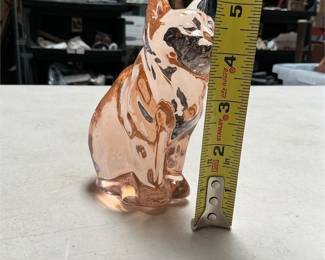 Pink Glass Seated Cat Figurine (6/6)