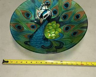 Peacock Design Shallow Glass Dish (4/4)