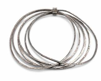 Sterling Silver Textured Multi-Bangle Bracelet