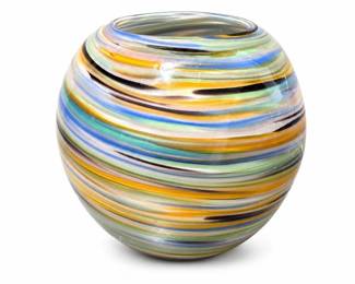 Multicolored Striped Art Glass Vase