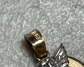 14k Gold Initial D Angel Pendant, Marked JMO (3/5)