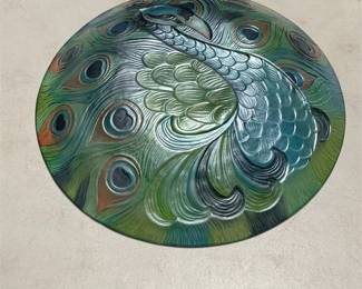Peacock Design Shallow Glass Dish (2/4)