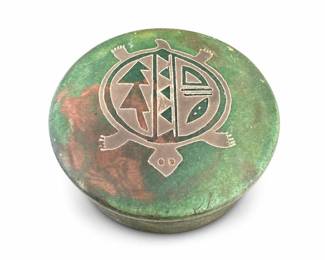 Pottery Covered Bowl with Geometric Turtle Motif