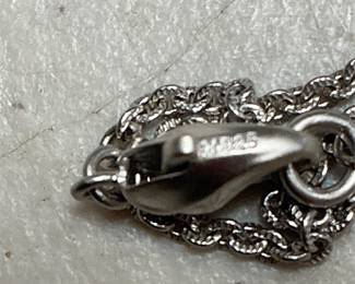 Sterling Silver Y-Necklace with Dark Gray Beads and Pavé Heart, 12 g (3/5)