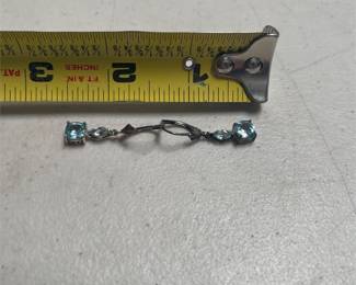 Sterling Silver Blue Faceted-Stone Drop Earrings (2/3)
