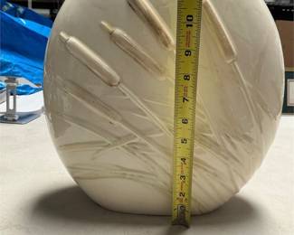 Glazed Ceramic Vase with Raised Cattails and Reeds (5/5)