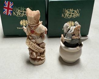 Harmony Kingdom “Morris On” and “Cookie’s Jar” Cat Box Figurines, Signed (4/5)