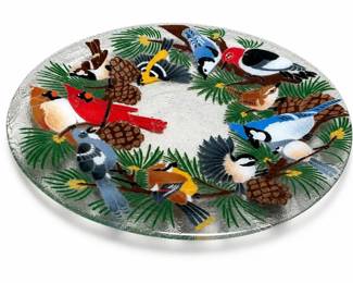 Peggy Karr Festive Birds Glass Platter