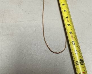 14K Gold-Filled Rope Chain Necklace, Marked 14KGF, 9.82 g (3/4)