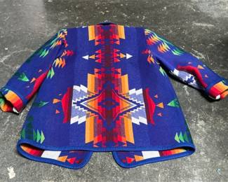Southwestern Geometric Blanket Jacket with Shawl Collar (2/3)