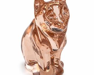 Pink Glass Seated Cat Figurine