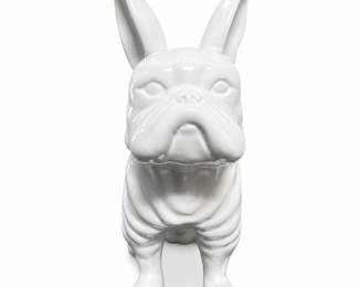 White Ceramic French Bulldog Coin Bank