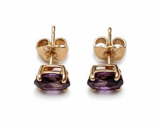 14k Gold Purple Stone Stud Earrings