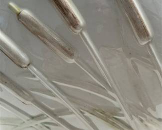 Glazed Ceramic Vase with Raised Cattails and Reeds (4/5)