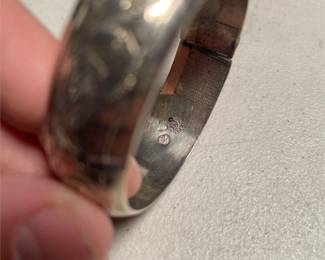 Engraved Sterling Silver Hinged Bangle Bracelet (5/6)