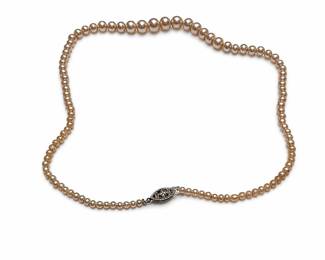 Graduated Pearl Necklace with Sterling Silver Openwork Clasp
