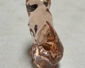 Pink Glass Seated Cat Figurine (5/6)