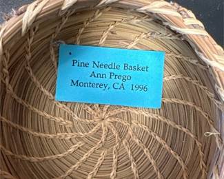 Ann Prego Coiled Pine Needle Basket, Monterey, CA 1996 (2/2)