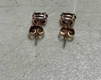 14k Gold Purple Stone Stud Earrings (2/5)