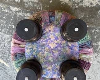 Round Upholstered Patchwork Tuffet Footstool (2/3)