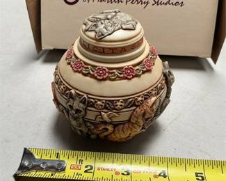 Jardinia Feline Felicity Lidded Jar by Martin Perry Studios, ©2002, with Box (5/5)