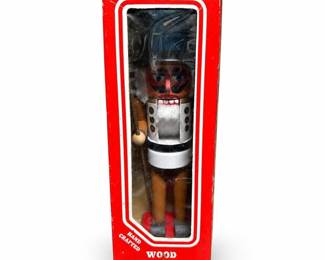 Hand Crafted Wooden Soldier Nutcracker in White Uniform, Red Window Box