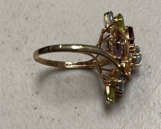 14K Yellow Gold Multigem Cluster Ring (2/4)
