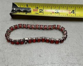 Sterling Silver 925 Red Stone Tennis Bracelet, India (5/5)
