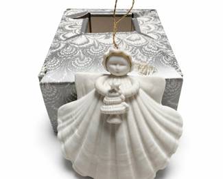 Margaret Furlong Christmas Tree Angel Bisque Porcelain Ornament, 1990, Box