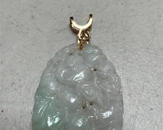 Carved Jade Pendant with 14k Gold Bail, Double-Sided (2/4)
