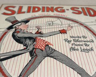 Sliding-Sid (A Vocal Spasm) 1919 Vandersloot Sheet Music Cover, Mounted (4/5)