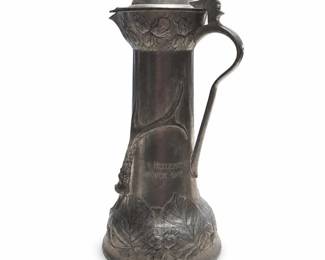 Kayserzinn 4305 Jugendstil Pewter Ewer, Engraved v. Heydenreich, Manöver 1907