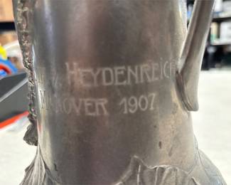 Kayserzinn 4305 Jugendstil Pewter Ewer, Engraved v. Heydenreich, Manöver 1907 (4/5)