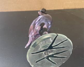 Pale Lavender Art-Glass Crested Wading Bird Sculpture (4/4)