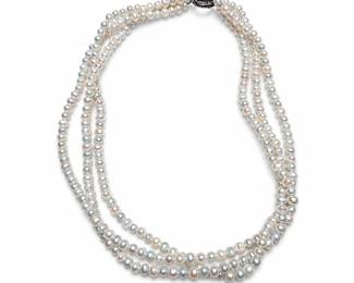 Pearl Necklace with Sterling Silver 925 Spring-Ring Clasp, 61 g