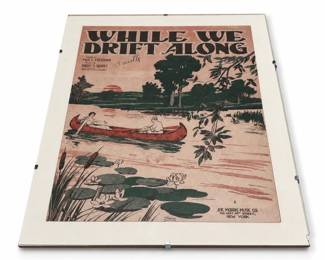 Starmer 1919 “While We Drift Along” Sheet Music Cover, Framed