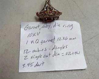 10K Yellow Gold Garnet, Ruby and Diamond Cocktail Ring (4/4)