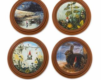 Fairmont Gnomes Four Seasons Framed Porcelain Collector Plates