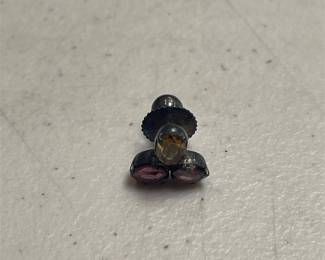 Purple and Amber-Brown Stone Cluster Stud Earring (2/2)