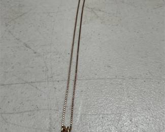 14k Gold Box-Chain Necklace with Square Solitaire Pendant (2/5)